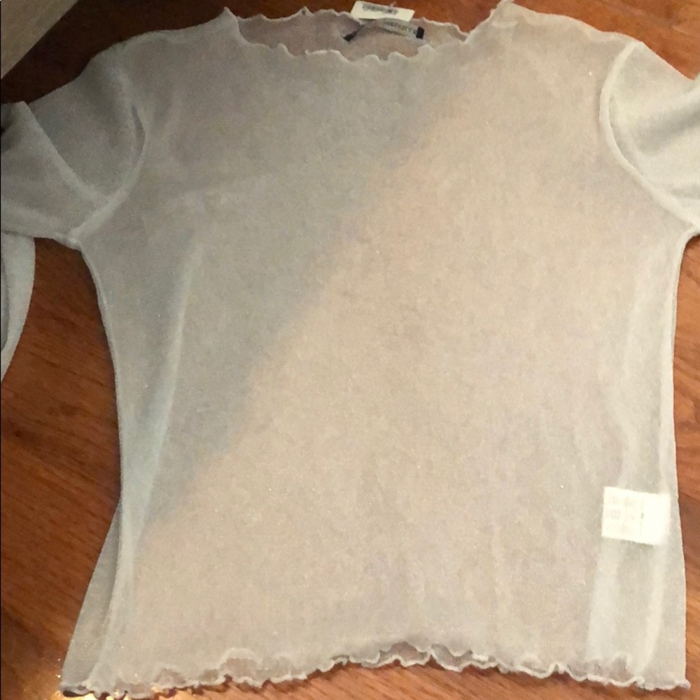 NWT white glittery sheer Brandy Melville long sleeve